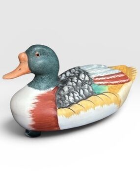 R.O.C. Vintage Ceramic Hand Painted Male Mallard Duck. 8x4